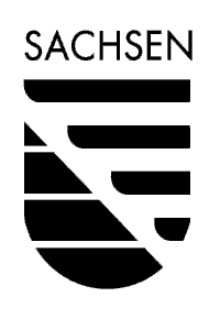 Wappen des Freistaates Sachsen in schwarz-weiß.