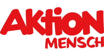 Das Logo zeigt den Schriftzug 'AKTION MENSCH' in roter, fetter Großbuchstabenschrift.