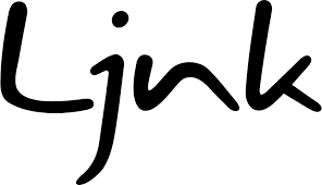 Schwarz-weiße Schrift mit dem Wort 'Ljnk' in handschriftlicher Schriftart