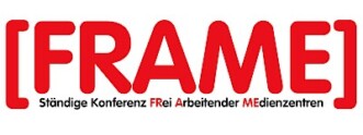 Logo mit rotem Schriftzug '[FRAME]' und kleingedrucktem Text 'Ständige Konferenz FRrei Arbeitender MEdienzentren'