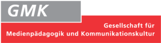 Logo mit den Buchstaben 'GMK' in weiß auf grauem Hintergrund und dem Text 'Gesellschaft für Medienpädagogik und Kommunikationskultur' in weiß auf rotem Hintergrund
