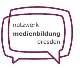 Zwei überlappende Sprechblasen mit dem Text 'netzwerk medienbildung dresden'
