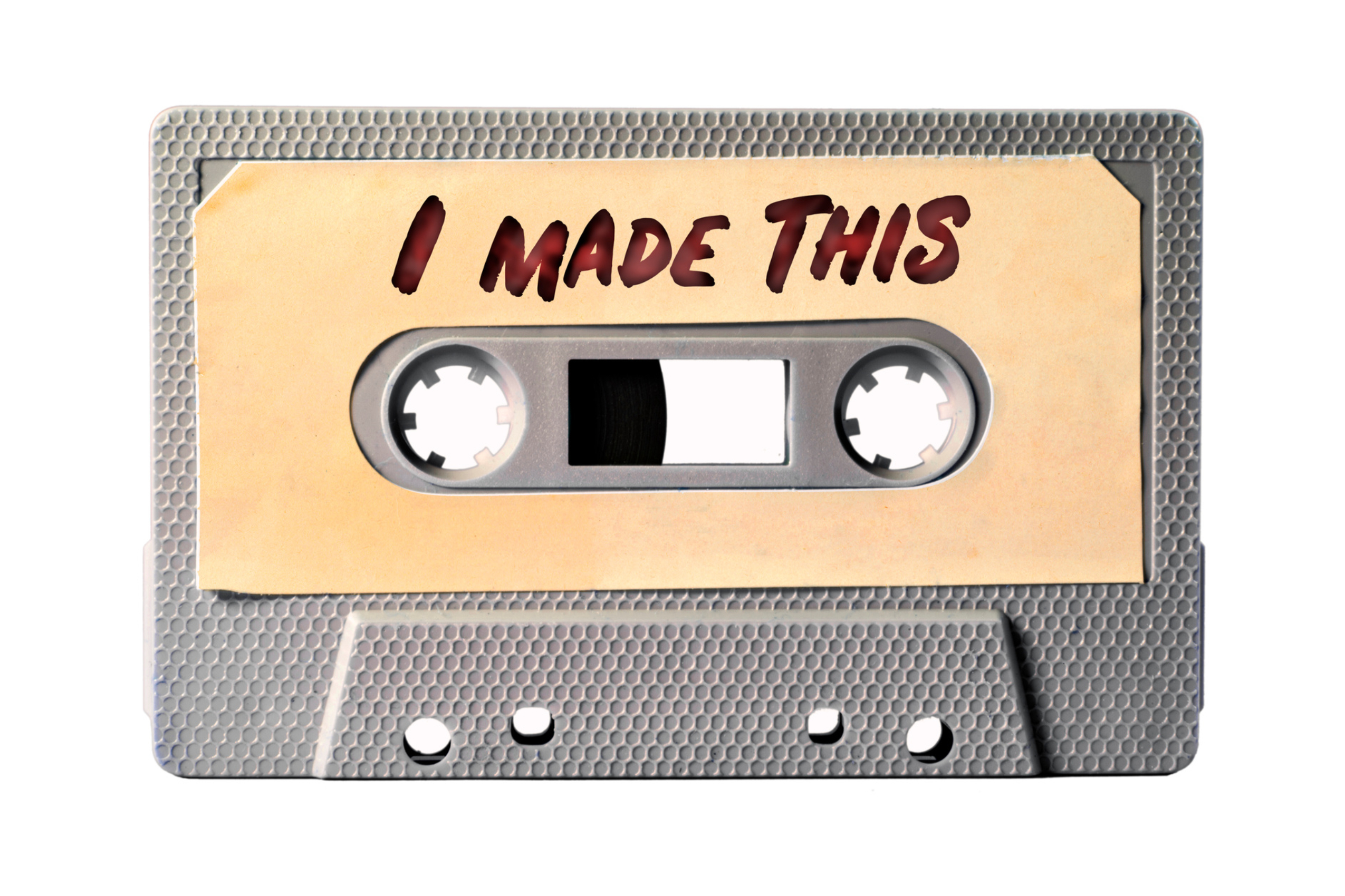 Kassette mit der handgeschriebenen Aufschrift "I made this"